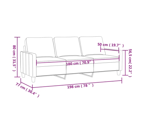 vidaXL trīsvietīgs dīvāns, vīnsarkans, 180 cm, mākslīgā āda