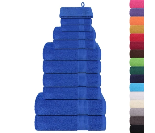 12 Gabalu Dvieļu Komplekts Zils 360 Gsm 100% Kokvilna Vidaxl