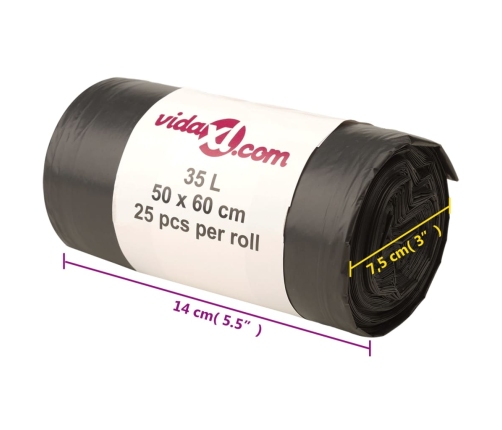 vidaXL atkritumu maisi, 250 gab., melni, 35 L