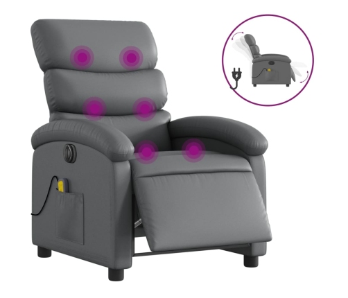 vidaXL elektrisks masāžas krēsls, atgāžams, pelēka mākslīgā āda