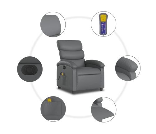vidaXL elektrisks masāžas krēsls, atgāžams, pelēka mākslīgā āda