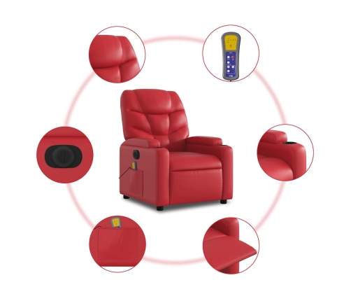 vidaXL elektrisks masāžas krēsls, atgāžams, sarkana mākslīgā āda