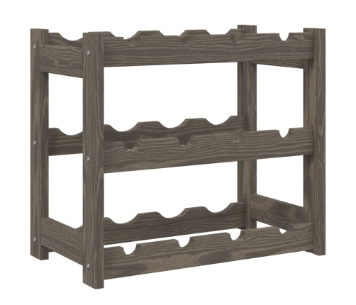 vidaXL vīna pudeļu plaukts 12 pudelēm, pelēks priedes masīvkoks