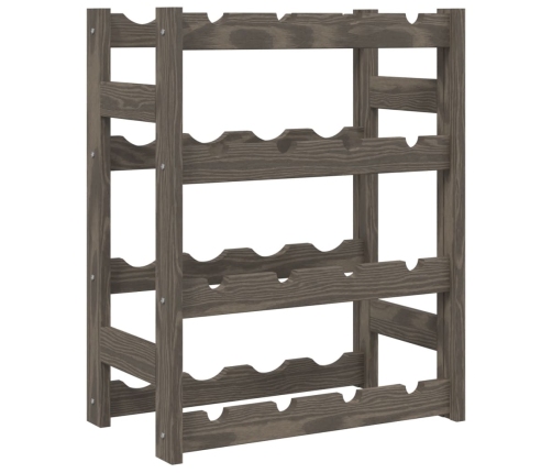 vidaXL vīna pudeļu plaukts 16 pudelēm, pelēks priedes masīvkoks