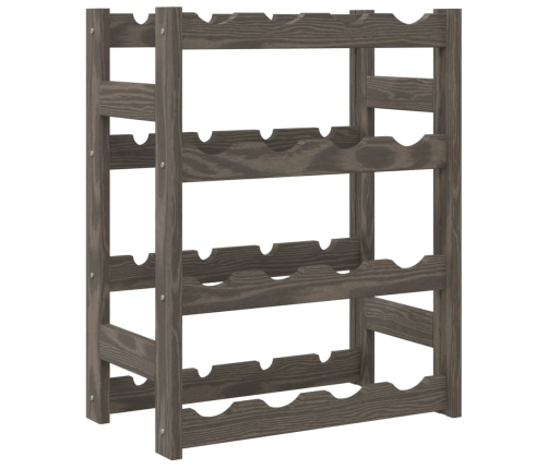 vidaXL vīna pudeļu plaukts 16 pudelēm, pelēks priedes masīvkoks