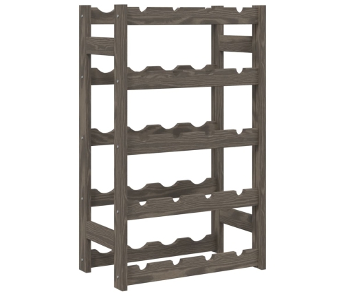 vidaXL vīna pudeļu plaukts 20 pudelēm, pelēks priedes masīvkoks