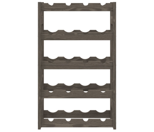 vidaXL vīna pudeļu plaukts 20 pudelēm, pelēks priedes masīvkoks