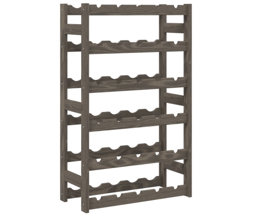 vidaXL vīna pudeļu plaukts 30 pudelēm, pelēks priedes masīvkoks