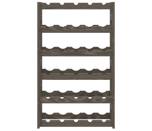 vidaXL vīna pudeļu plaukts 30 pudelēm, pelēks priedes masīvkoks