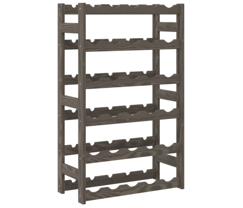 vidaXL vīna pudeļu plaukts 30 pudelēm, pelēks priedes masīvkoks