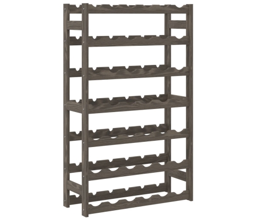 vidaXL vīna pudeļu plaukts 42 pudelēm, pelēks priedes masīvkoks