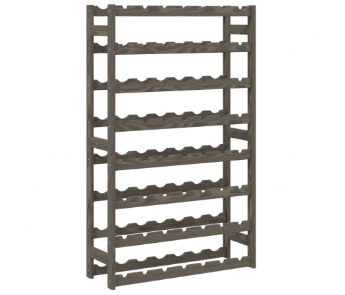 vidaXL vīna pudeļu plaukts 56 pudelēm, pelēks priedes masīvkoks