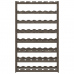 vidaXL vīna pudeļu plaukts 56 pudelēm, pelēks priedes masīvkoks