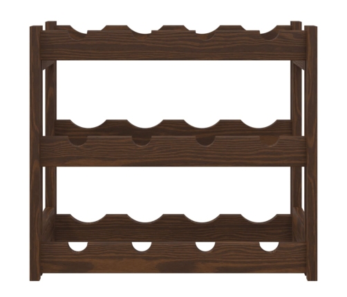 vidaXL vīna pudeļu plaukts 12 pudelēm, brūns priedes masīvkoks