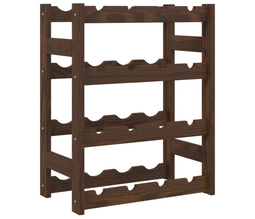 vidaXL vīna pudeļu plaukts 16 pudelēm, brūns priedes masīvkoks