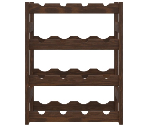 vidaXL vīna pudeļu plaukts 16 pudelēm, brūns priedes masīvkoks