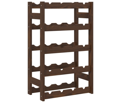 vidaXL vīna pudeļu plaukts 20 pudelēm, brūns priedes masīvkoks