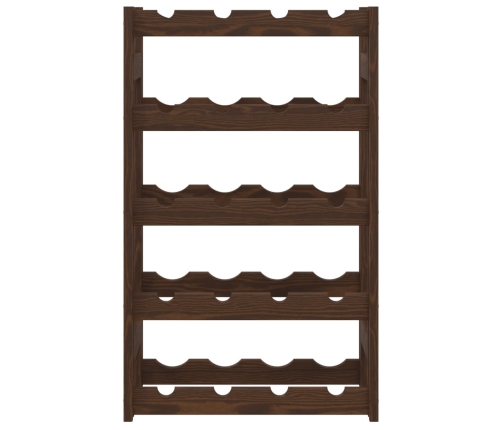 vidaXL vīna pudeļu plaukts 20 pudelēm, brūns priedes masīvkoks