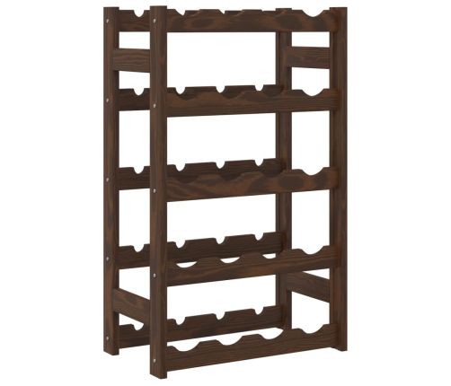 vidaXL vīna pudeļu plaukts 20 pudelēm, brūns priedes masīvkoks