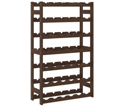 vidaXL vīna pudeļu plaukts 42 pudelēm, brūns priedes masīvkoks