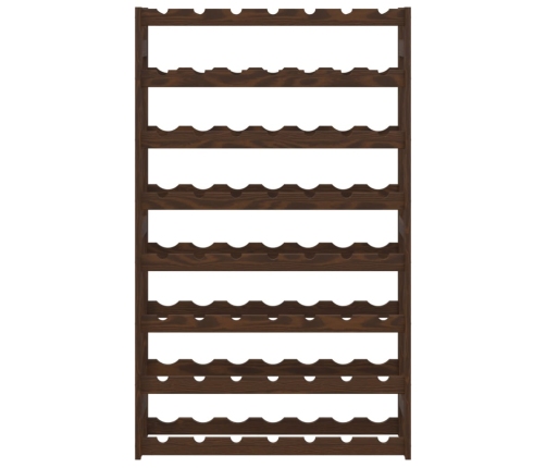 vidaXL vīna pudeļu plaukts 56 pudelēm, brūns priedes masīvkoks