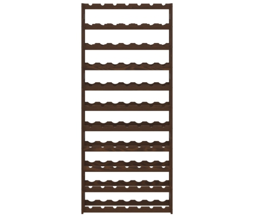 vidaXL vīna pudeļu plaukts 77 pudelēm, brūns priedes masīvkoks