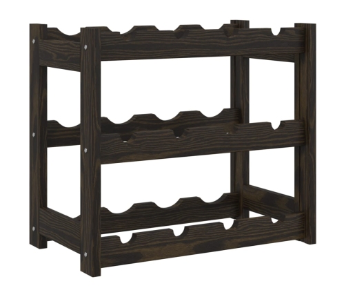 vidaXL vīna pudeļu plaukts 12 pudelēm, melns priedes masīvkoks