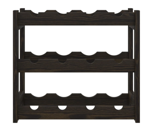 vidaXL vīna pudeļu plaukts 12 pudelēm, melns priedes masīvkoks