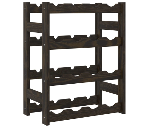 vidaXL vīna pudeļu plaukts 16 pudelēm, melns priedes masīvkoks