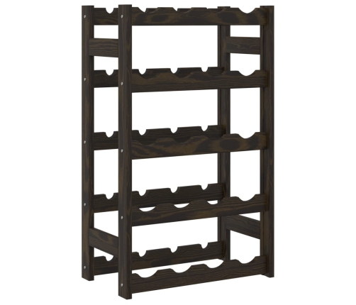 vidaXL vīna pudeļu plaukts 20 pudelēm, melns priedes masīvkoks