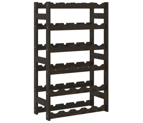 vidaXL vīna pudeļu plaukts 30 pudelēm, melns priedes masīvkoks