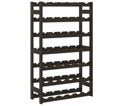 vidaXL vīna pudeļu plaukts 42 pudelēm, melns priedes masīvkoks