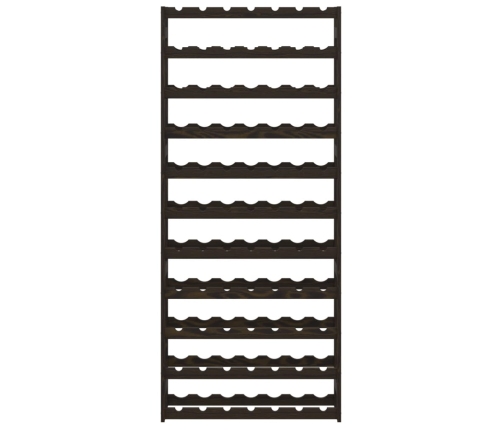 vidaXL vīna pudeļu plaukts 77 pudelēm, melns priedes masīvkoks