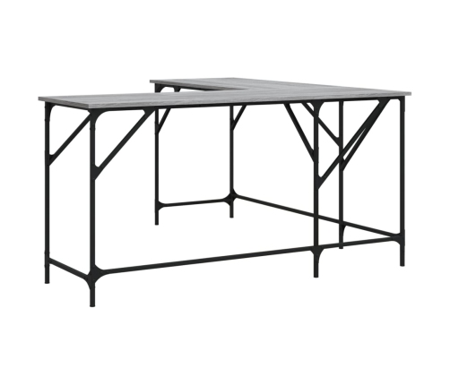 vidaXL rakstāmgalds, pelēka ozolkoka, 149x149x75 cm, inženierijas koks