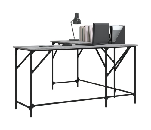 vidaXL rakstāmgalds, pelēka ozolkoka, 149x149x75 cm, inženierijas koks