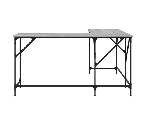 vidaXL rakstāmgalds, pelēka ozolkoka, 149x149x75 cm, inženierijas koks