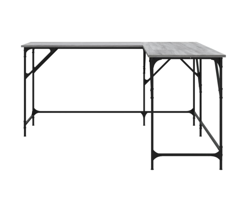 vidaXL rakstāmgalds, pelēka ozolkoka, 149x149x75 cm, inženierijas koks