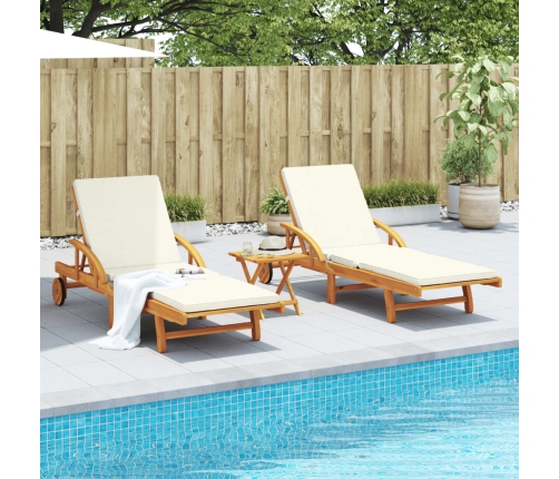 vidaXL sauļošanās zvilņi ar galdiņu, 2 gab., akācijas masīvkoks