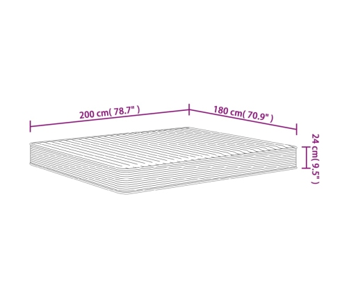 vidaXL putu matracis, Medium Soft, 180x200 cm
