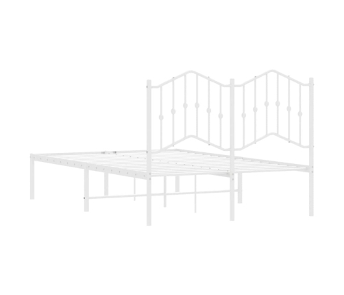 vidaXL gultas rāmis ar galvgali, balts metāls, 120x190 cm