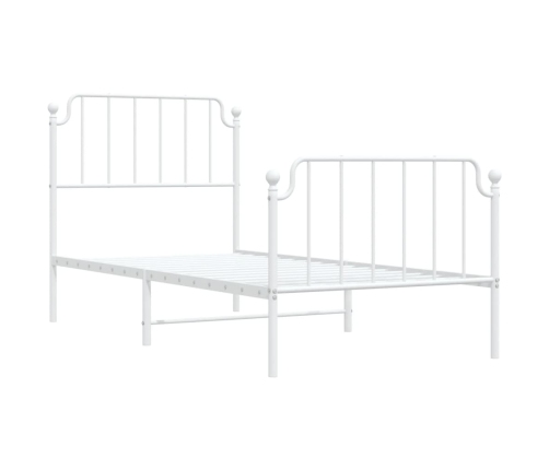 vidaXL gultas rāmis ar galvgali un kājgali, balts metāls, 90x200 cm