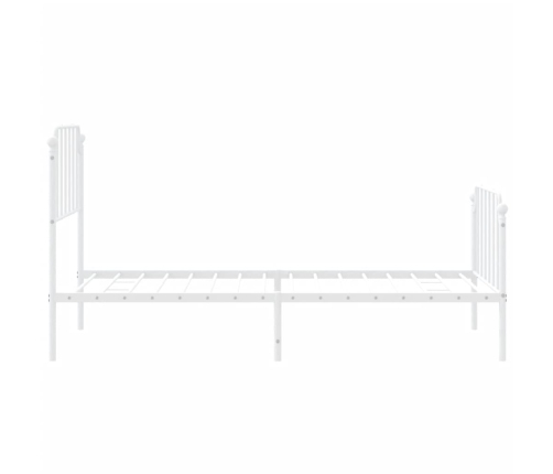 vidaXL gultas rāmis ar galvgali un kājgali, balts metāls, 90x200 cm