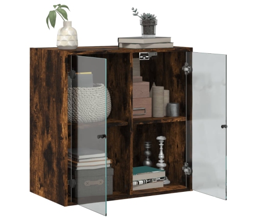 vidaXL skapītis ar stikla durvīm, koka krāsa, 68x37x68,5 cm