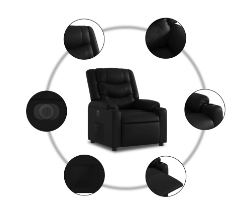 vidaXL elektrisks atpūtas krēsls, atgāžams, melna mākslīgā āda