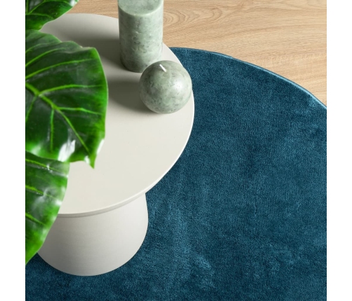 vidaXL paklājs OVIEDO, īsa spalva, mīksts, tirkīzzils, Ø 120 cm