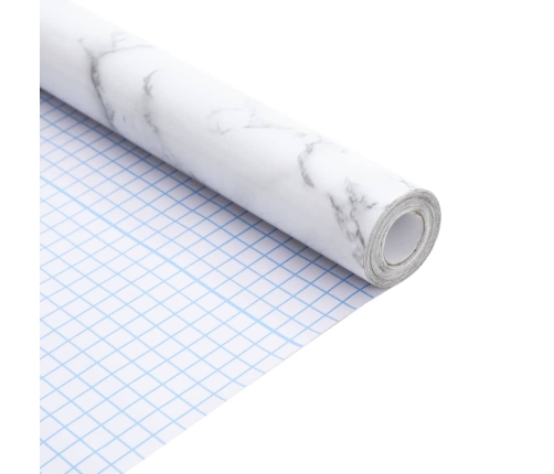 vidaXL mēbeļu līmplēve, pašlīmējoša, marmora balta, 90x500 cm, PVC
