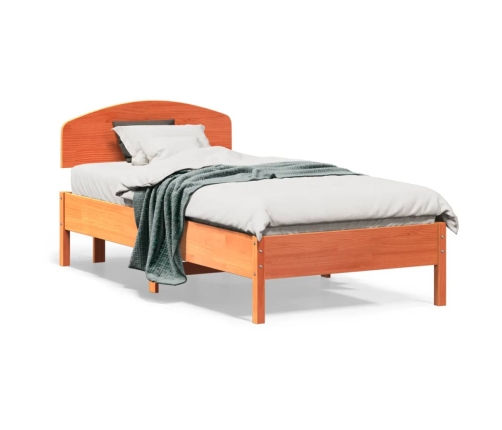 vidaXL gulta bez matrača, vaska brūnas, 90x190 cm, priedes masīvkoks