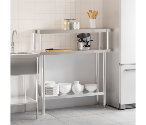 Virtuves Darba Galds Ar Plauktu, 110X30X120 Cm, Tērauds Vidaxl