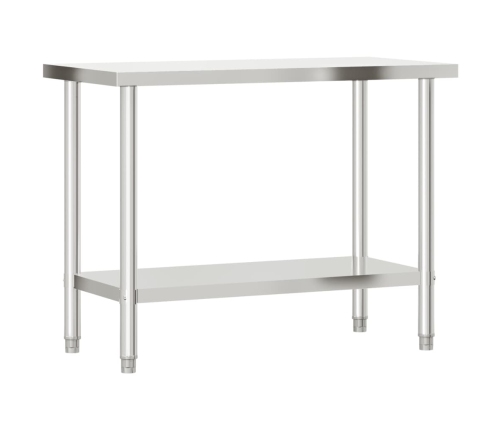 vidaXL virtuves darba galds ar plauktu, 110x55x120 cm, tērauds