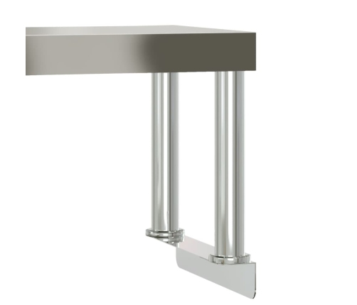 vidaXL virtuves darba galds ar plauktu, 110x55x120 cm, tērauds